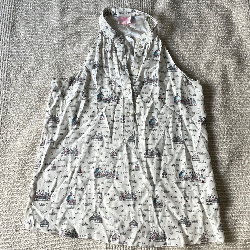 Parker silk button up tank top size large (fits medium)